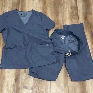Figs heather denim set-small